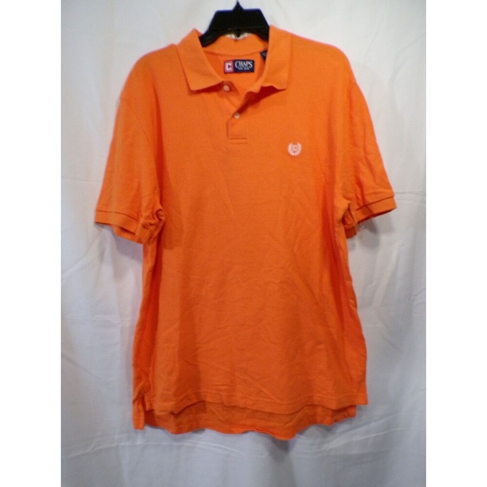 Chaps Men's Orange Polo Shirt Large 100% Cotton Short Sleeve Solid
